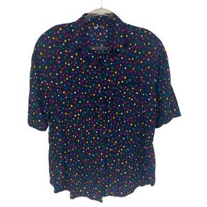Touche L.A. Women's Vintage Black Geometric Print Button-Down Shirt Medium